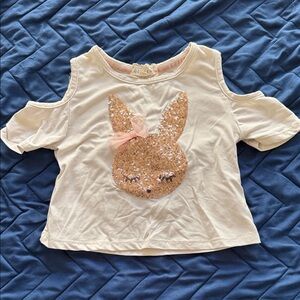 btween Cream & Gold Sequin Bunny Tee